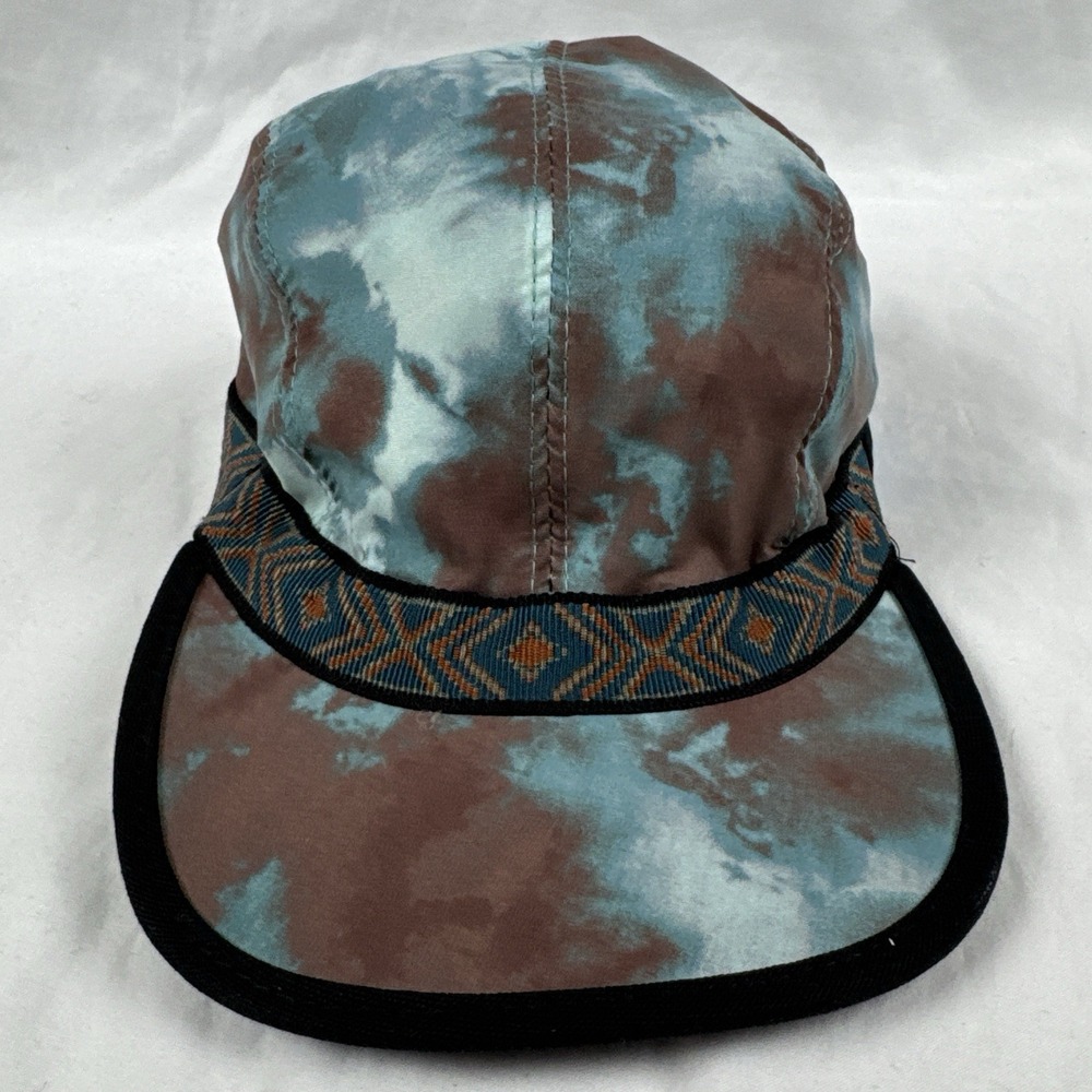 KAVU Strapcap Hat Tie Dye Teal Brown USA Made Camp Strapback Outdoor